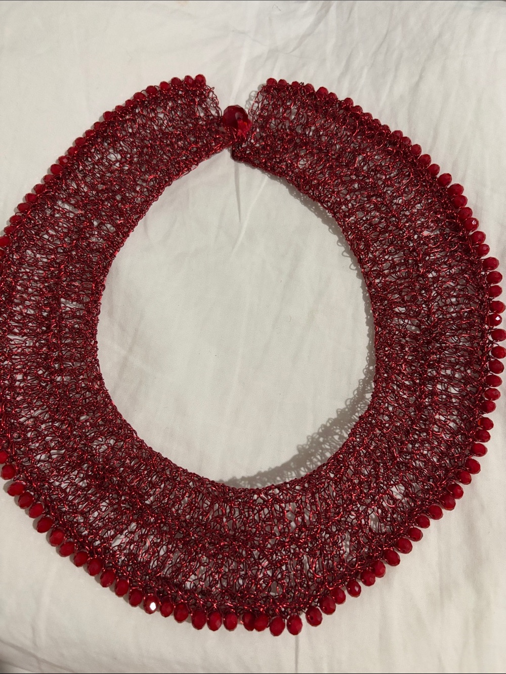 Red Statement Collar Necklace - Unbranded